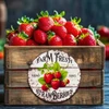 Kép 2/7 - Nyomtatott fa tábla - Eper farm koszorú közép 11,8cm