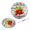 Kép 7/7 - Nyomtatott fa tábla - Eper farm koszorú közép 11,8cm