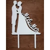 Kép 1/2 - Fa - Tortadísz "Mr&Mrs" fehér  17cm