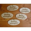 Kép 1/2 - Natúr fa - "Boldog Névnapot" gravírozott ovál táblák  4x8cm 5db/csomag