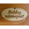 Kép 2/2 - Natúr fa - "Boldog Névnapot" gravírozott ovál táblák  4x8cm 5db/csomag