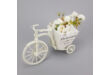 Műanyag velocipéd tricikli fa kaspóval fehér