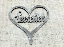 Fa - Szeretlek szívben szürke 10cm