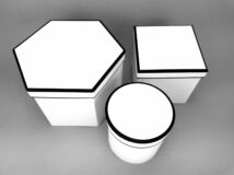 Hatszög & négyszög & kör alakú dobozok fehér 3db/szett 24/#