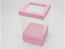 Átlátszó oldalú fiókos kocka papírdoboz - rózsaszín