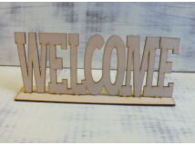 Natúr fa - "Welcome" tábla talpas 25cm