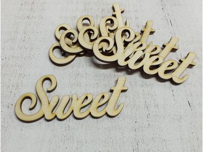 Natúr fa - "Sweet" felirat 10cm 5db/csomag