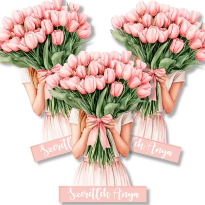 Tulipános lány dekorkarton 3 db