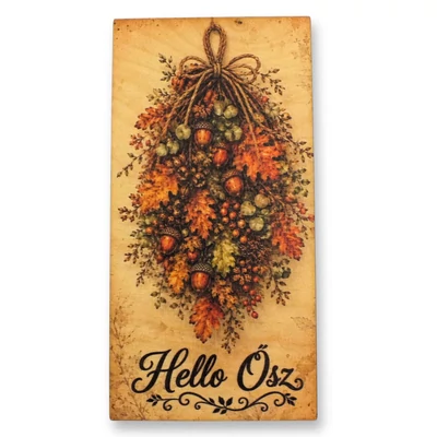 Hello Ősz fa tábla 8x16 cm