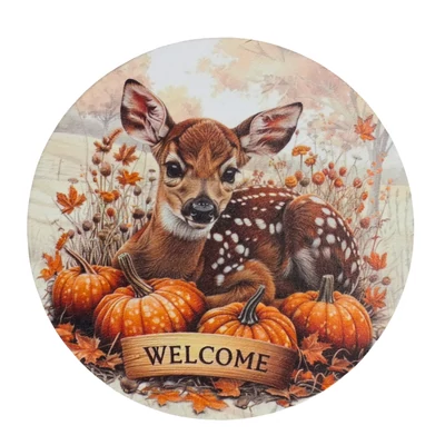 Nyomtatott fa tábla koszorú közép - Bambi welcome 14,8cm