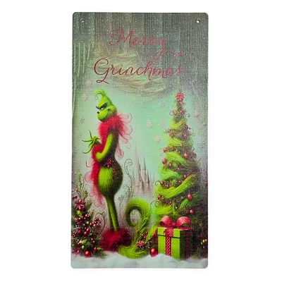 Nyomtatott fa tábla - Merry Grinchmas akasztós tábla 