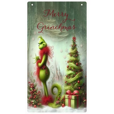 Nyomtatott fa tábla - Merry Grinchmas akasztós tábla  Nyomtatott fa tábla - Merry Grinchmas akasztós tábla