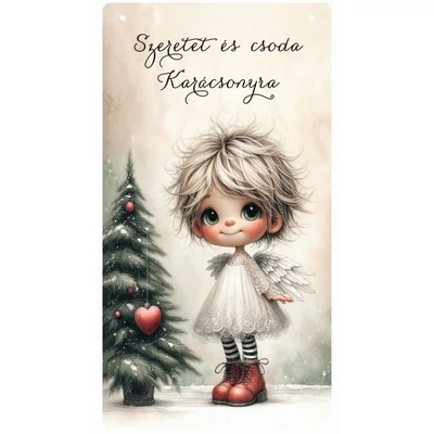 Nyomtatott fa tábla - Angyalkás akasztós tábla Nyomtatott fa tábla - Angyalkás akasztós tábla