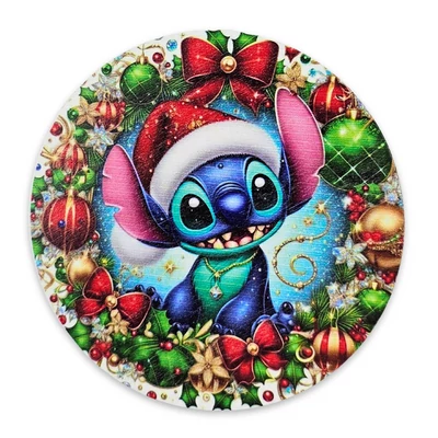 Nyomtatott fa tábla koszorú közép - Karácsonyi stitch 