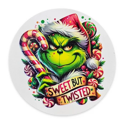 Nyomtatott fa tábla koszorú közép - Cukros grinch 