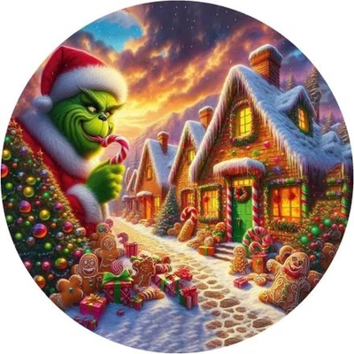 Nyomtatott fa tábla koszorú közép - Grinch mézifalván   Nyomtatott fa tábla koszorú közép - Grinch mézifalván