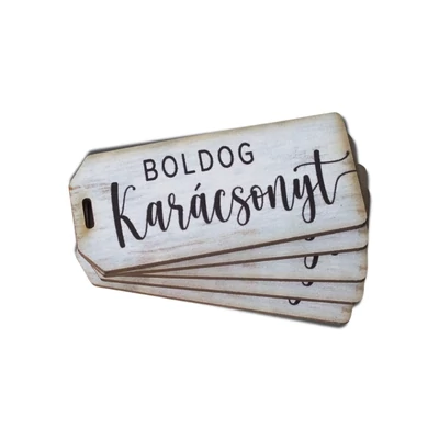 Nyomtatott dekorkarton - Boldog karácsonyt biléta 5db/csomag
