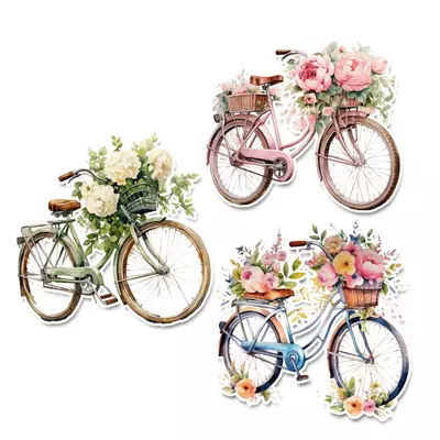 Nyomtatott dekorkarton - Bicikli virággal 3db/cs