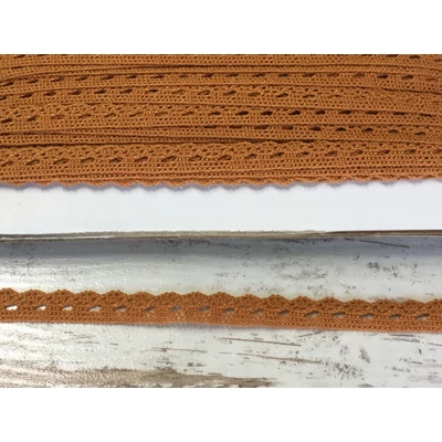 Őzbarna pamut csipke 1cm x 2méter