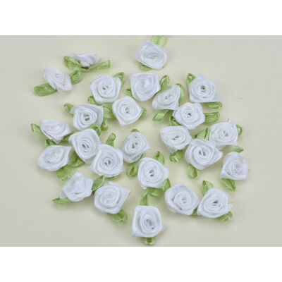 Szatén rózsafejek  fehér 25db/csomag
