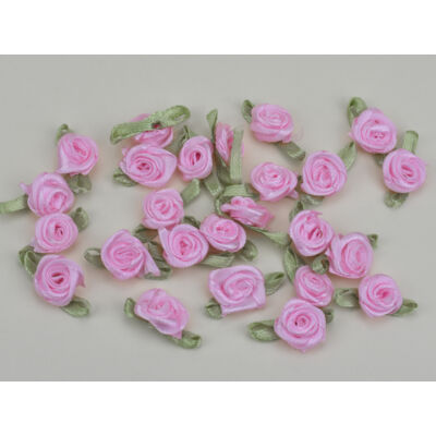 Szatén rózsafejek  rózsaszín 25db/csomag
