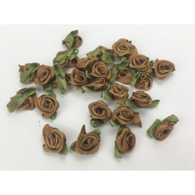 Szatén rózsafejek  barna 25db/csomag