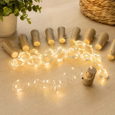 LED fényfüzér dugóval 20LED/2m - meleg fény - 10db/cs OKOS ÁR