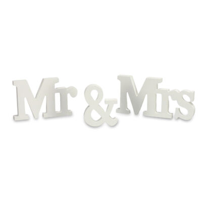 Mr&Mrs fa asztali felirat fehér 50/#