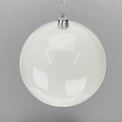 Fehér műanyag díszíthető gömb 10cm 6db/dob 24dob/#