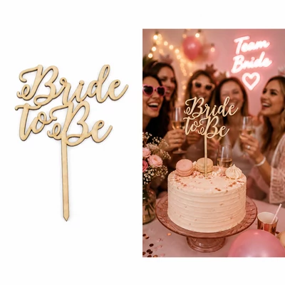 Natúr fa - "Bride to Be" beszúrós felirat 12,4*17,2 cm