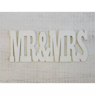 Fa "Mr & Mrs" felirat fehér 25cm
