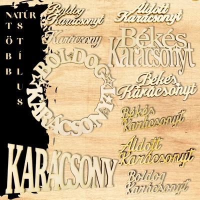  Karácsonyi felirat natúr -Több méretben