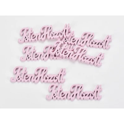 Fa "Isten Hozott" felirat pink 10cm 6db/csomag