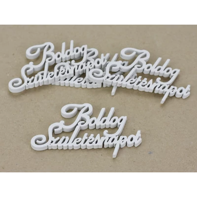 Boldog Születésnapot felirat fehér 10,5cm 4db/csomag