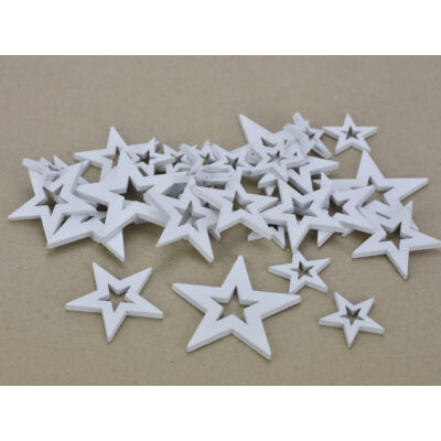Fa - Lyukas csillag fehér vegyes méret 30db/csomag