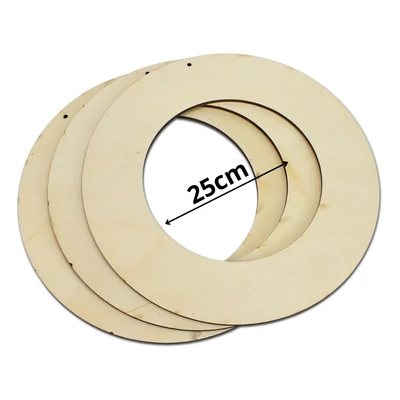 Natúr fa karika koszorú alap 25cm 3db/csomag Natúr fa karika koszorú alap 25cm 3db/csomag