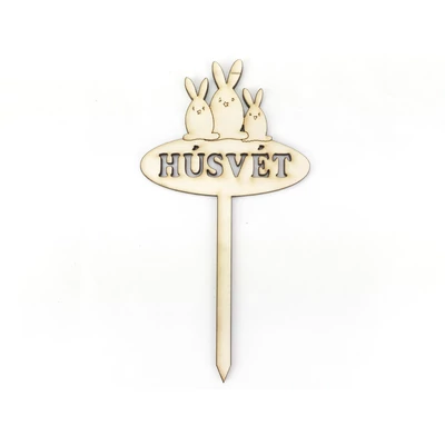 Natúr fa - Beszúrós nyuszi család "HÚSVÉT" 8cm