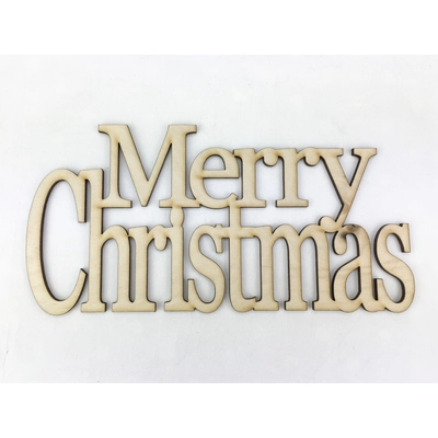 Natúr fa - "Merry Christmas" felirat koszorúra 20cm
