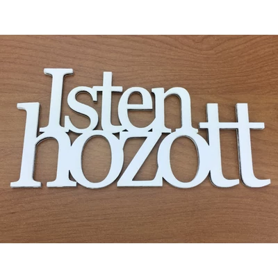 Fa - "Isten hozott" felirat koszorúra 7x14cm fehér