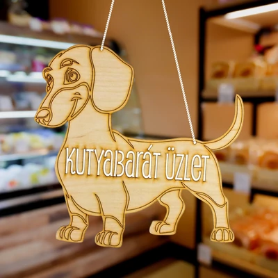 Natúr fa - &quot;Kutyabarát üzlet&quot; tábla 24cm
