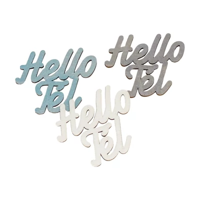 Ezüst &quot;Hello Tél&quot; felirat színes 8x8cm 3db/csomag