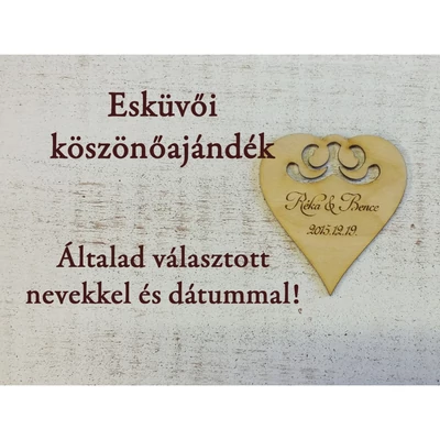 Natúr fa - Gravírozott köszönő ajándék - Szív (1-12db)