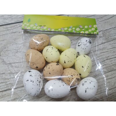 Festett polisztirol tojás természetes színek 3*4cm 12db/cs