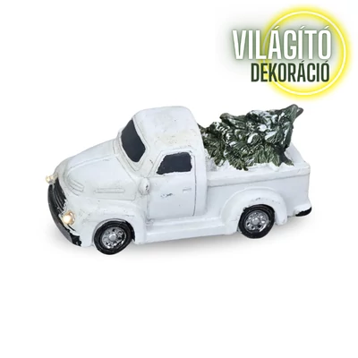 Vintage pick up fenyőfával világítós fehér