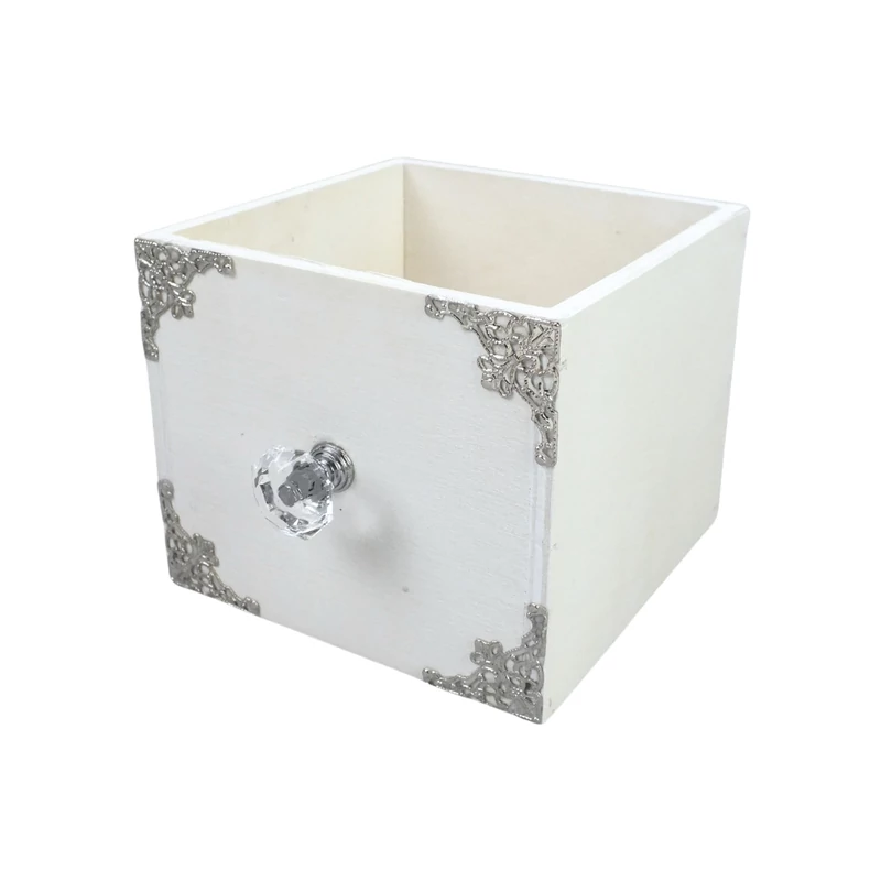 Dekoláda fehér kocka gombbal 13x13x11cm