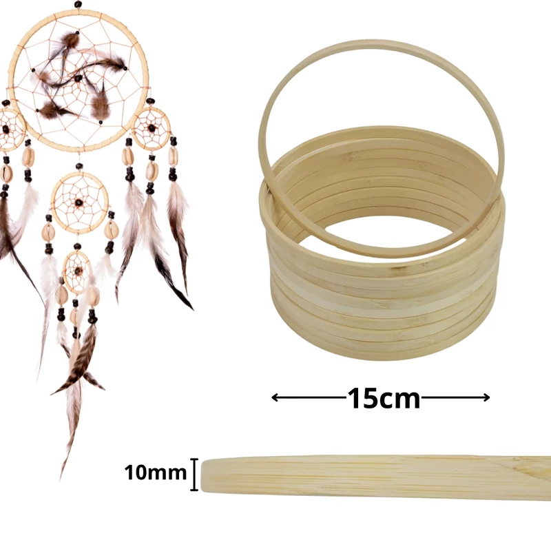 Fa karika álomfogóhoz, makraméhoz 15cm*1cm 10db/csomag