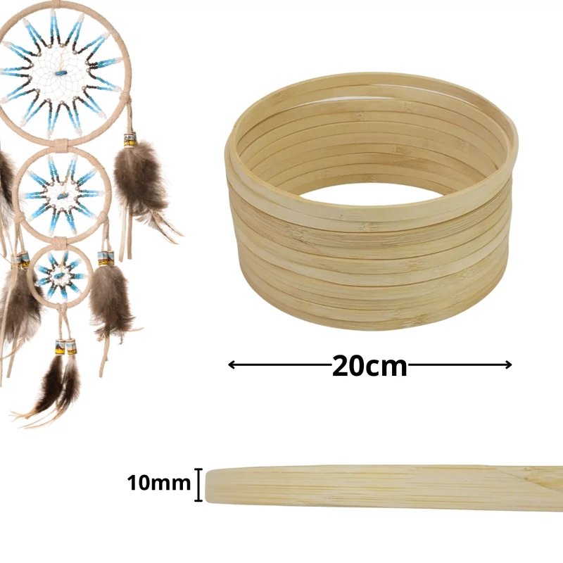 Fa karika álomfogóhoz, makraméhoz 20cm*1cm 10db/csomag