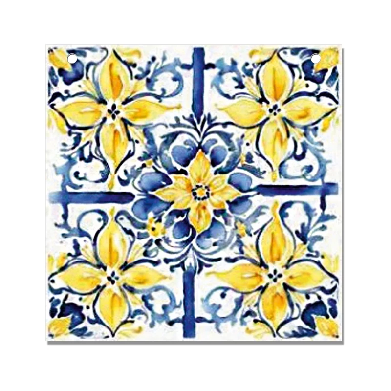 Nyomtatott fa tábla - Mediterrán csempe minta többféle