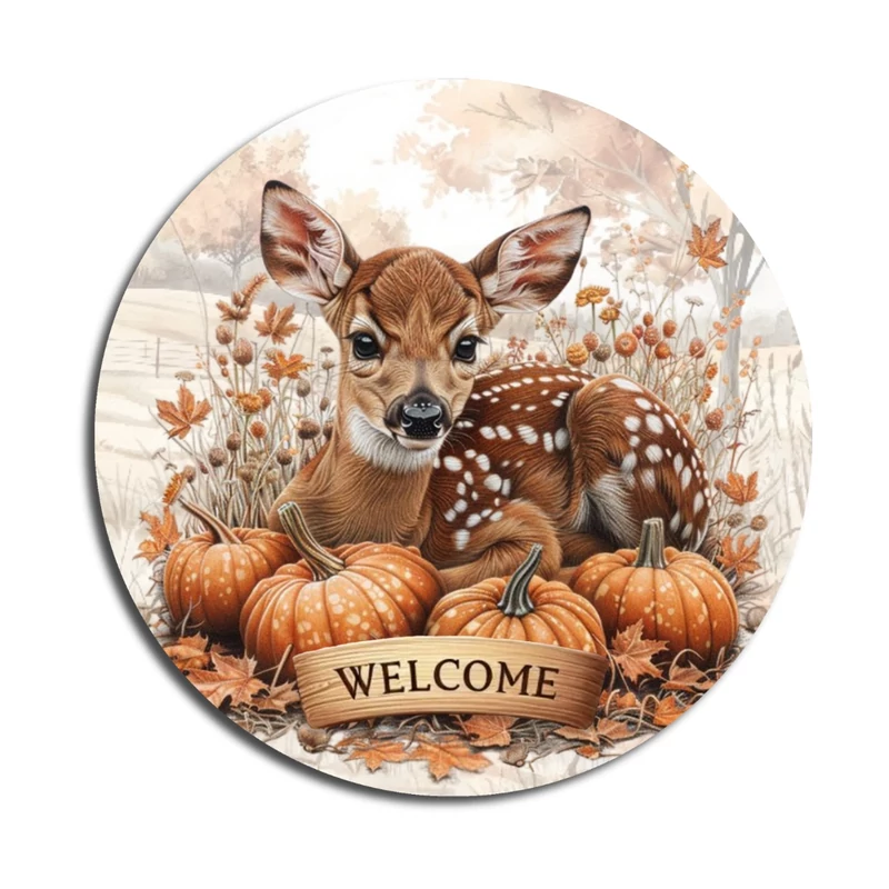 Nyomtatott fa tábla koszorú közép - Bambi welcome 