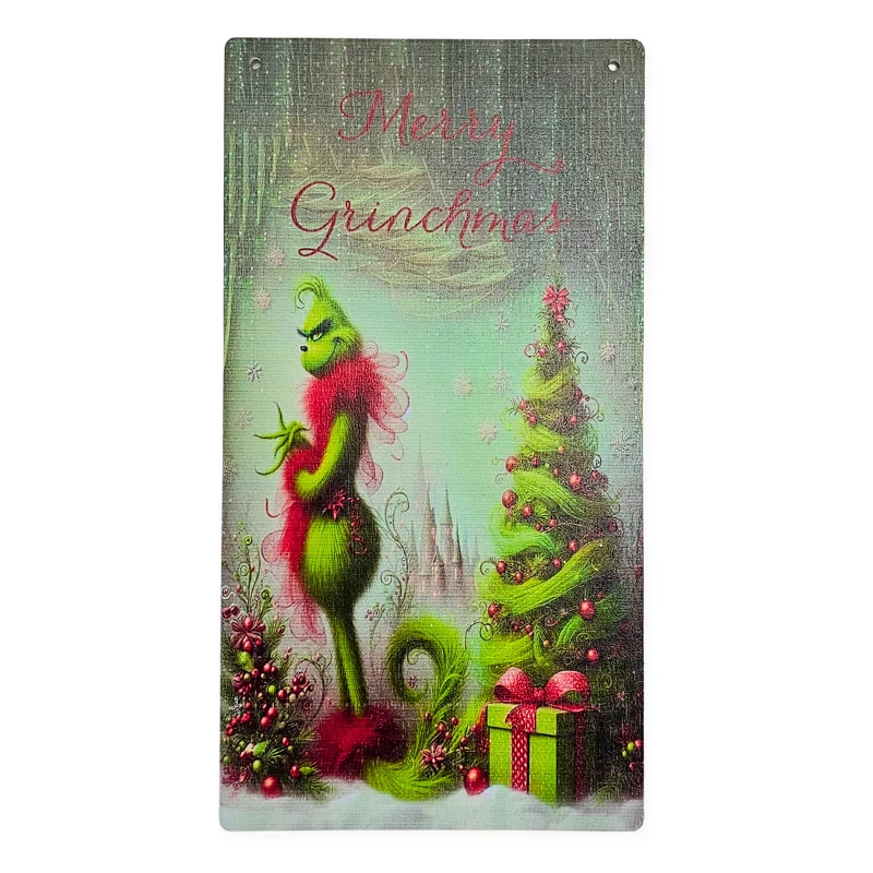 Nyomtatott fa tábla - Merry Grinchmas akasztós tábla 